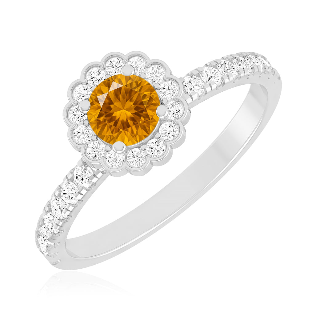 Flower Cluster Ring | Sterling Silver Birthstone Ring | Genuine Gemstone & Diamond Studded Ring | Personalized Promise Ring | Gift for Her