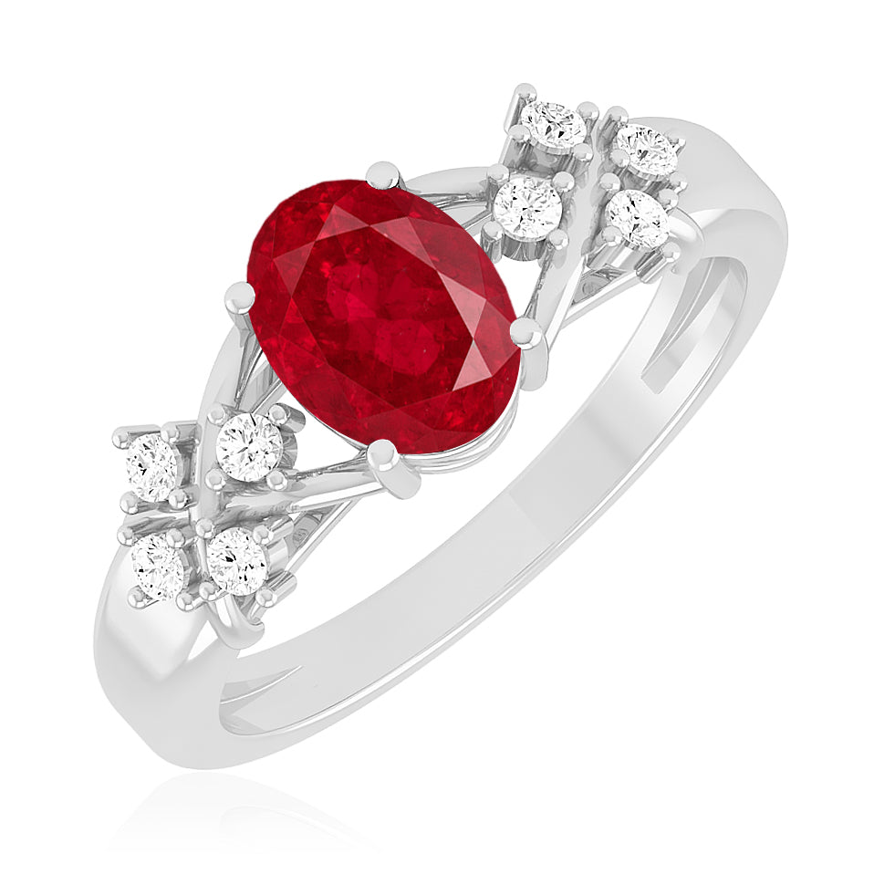 Floral Cluster Solitaire Ring | Sterling Silver Birthstone Ring | Genuine Gemstone & Diamond Studded Ring | Personalized Promise Ring | Gift for Her