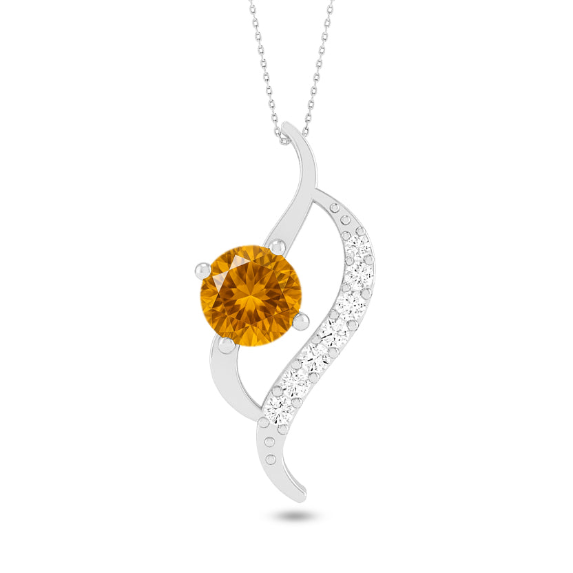 Bypass Swirl Pendant | Starburst Pendant | Heart Knot Teardrop Pendant | Sterling Silver Birthstone Necklace | Diamond Accent | Adjustable Chain | 15 Gemstone Choices