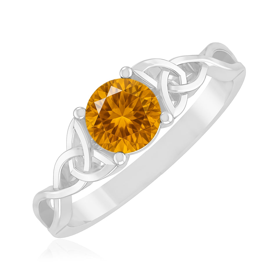 Celtic Knot Ring | Sterling Silver Birthstone Ring | Genuine Gemstone & Diamond Studded Ring | Personalized Promise Ring | Gift for Her