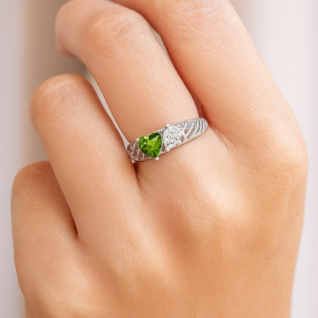 Heart Cut Garnet Ring | Sterling Silver Birthstone Ring | Genuine Gemstone Studded Ring | Personalized Promise Ring | Gift for Her