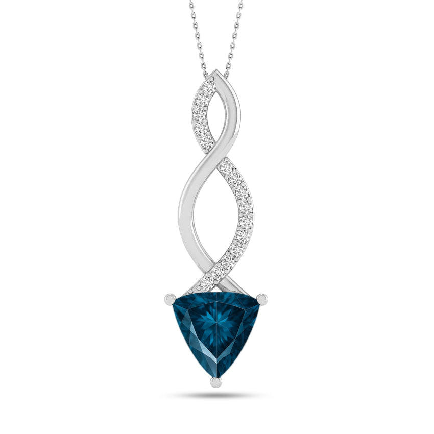 Infinity Twist Pendant | Sterling Silver Birthstone Necklace | Diamond Accent | Adjustable Chain | 15 Gemstone Choices
