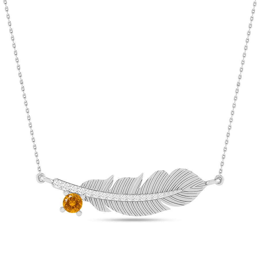 Feather Pendant Necklace | Starburst Pendant | Heart Knot Teardrop Pendant | Sterling Silver Birthstone Necklace | Diamond Accent | Adjustable Chain | 15 Gemstone Choices