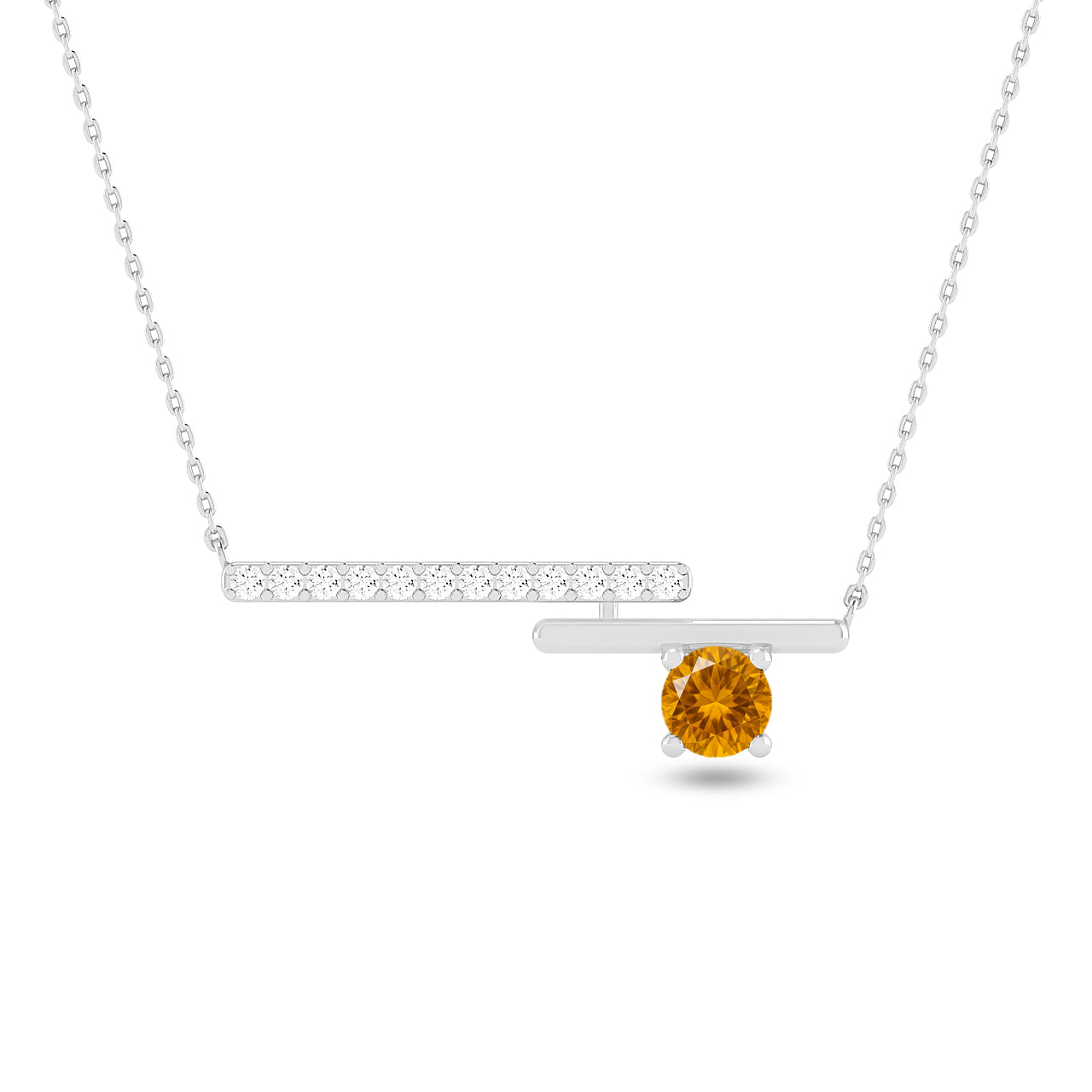 Geometric Bar Pendant | Starburst Pendant | Heart Knot Teardrop Pendant | Sterling Silver Birthstone Necklace | Diamond Accent | Adjustable Chain | 15 Gemstone Choices