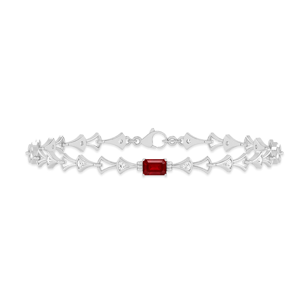 Art Deco Link Bracelet | Sterling Silver Birthstone Bracelet | Adjustable Chain | 15 Gemstone Choices | Personalized Gemstone Bracelet Floral Vine Bracelet Canter piece