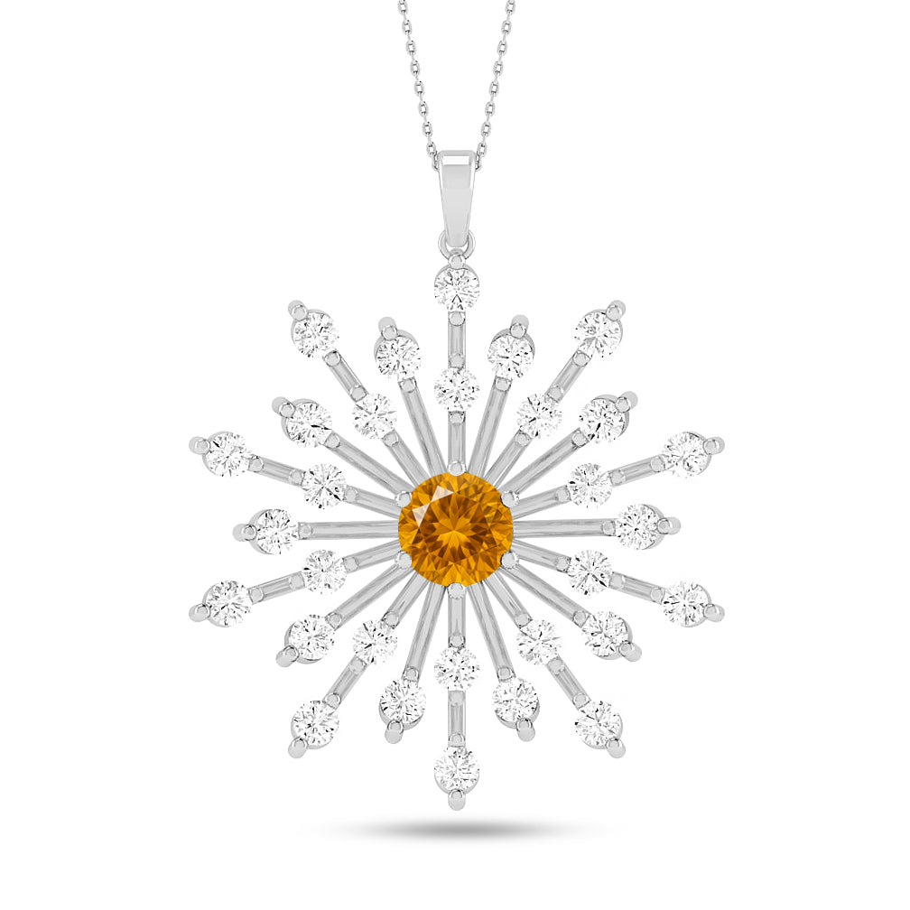 Starburst Pendant | Heart Knot Teardrop Pendant | Sterling Silver Birthstone Necklace | Diamond Accent | Adjustable Chain | 15 Gemstone Choices