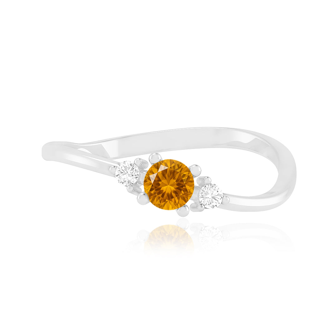 Three Stone Solitaire Ring | Sterling Silver Birthstone Ring | Genuine Gemstone & Diamond Studded Ring | Personalized Promise Ring | Gift for Her