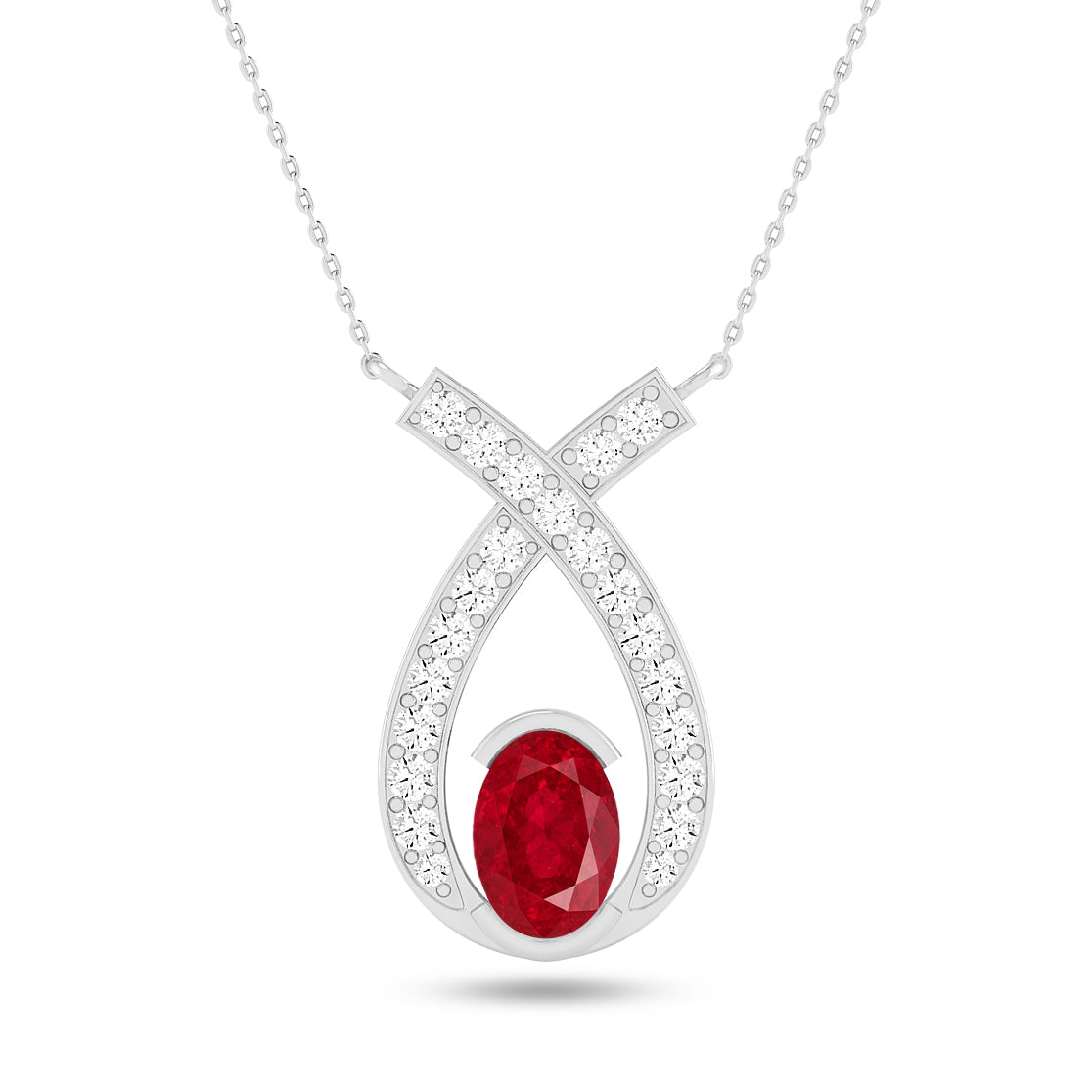 Teardrop Halo Pendant | Starburst Pendant | Heart Knot Teardrop Pendant | Sterling Silver Birthstone Necklace | Diamond Accent | Adjustable Chain | 15 Gemstone Choices