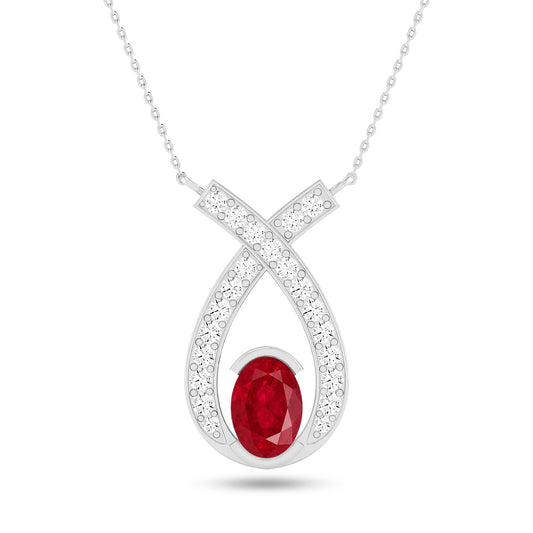 Teardrop Halo Pendant | Starburst Pendant | Heart Knot Teardrop Pendant | Sterling Silver Birthstone Necklace | Diamond Accent | Adjustable Chain | 15 Gemstone Choices