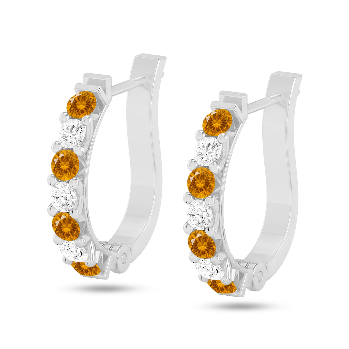 Inside-Outside Hoop Earrings | 925 Sterling Silver Birthstone Stud Earrings | Diamond Accent Gemstone Earrings | 15 Birthstone Options | Gift for Women