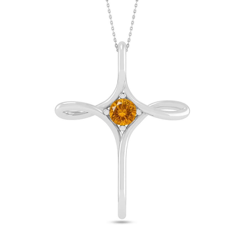 Infinity Cross Pendant | Sterling Silver Birthstone Necklace | Adjustable Chain | 15 Gemstone Choices | Personalized Gemstone Pendant