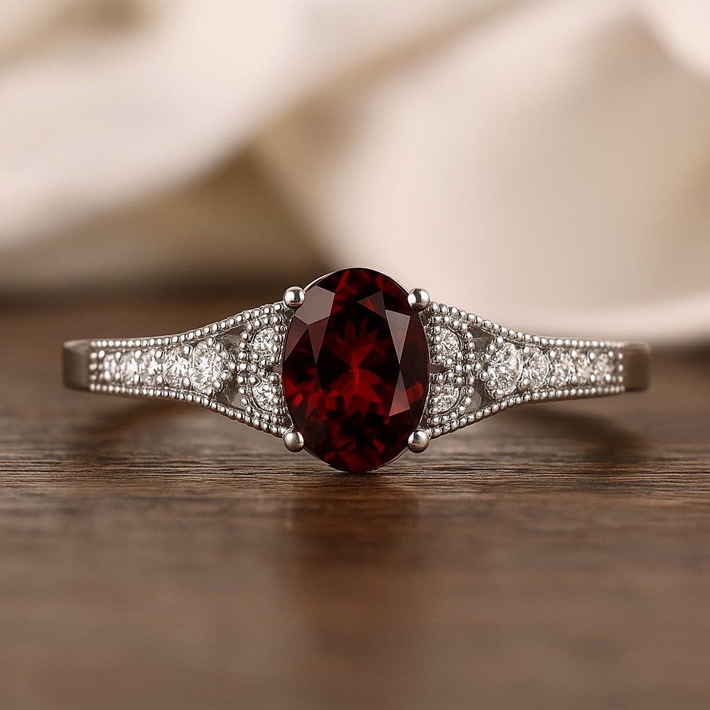 Classic Three-Stone Solitaire Ring | Sterling Silver Birthstone Ring | Genuine Gemstone & Diamond Studded Ring | Personalized Promise Ring | Gift for Her