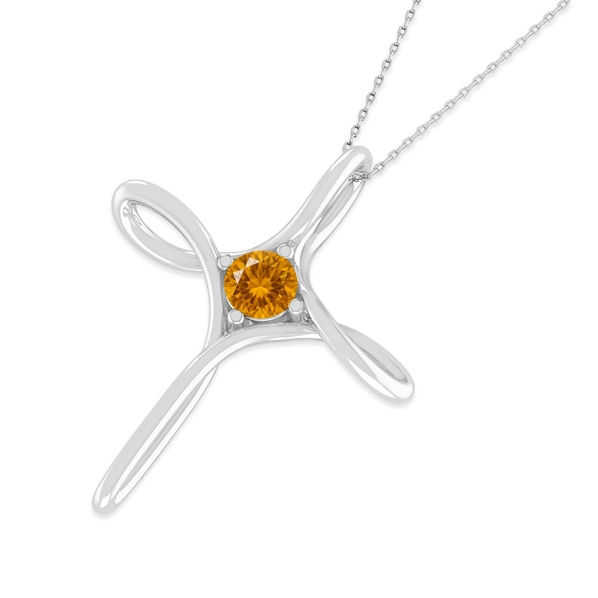 Infinity Cross Pendant | Sterling Silver Birthstone Necklace | Adjustable Chain | 15 Gemstone Choices | Personalized Gemstone Pendant