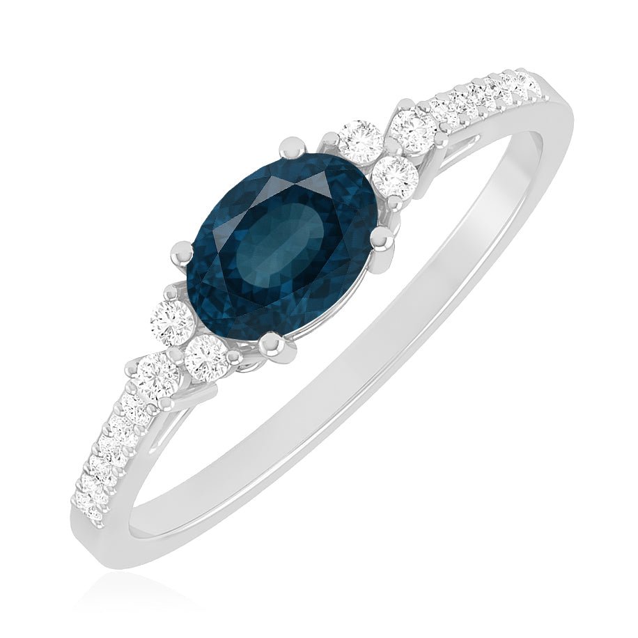 Bezel Set Three-Stone Ring | Sterling Silver Birthstone Ring | Genuine Gemstone & Diamond Studded Ring | Personalized Promise Ring | Gift for Her