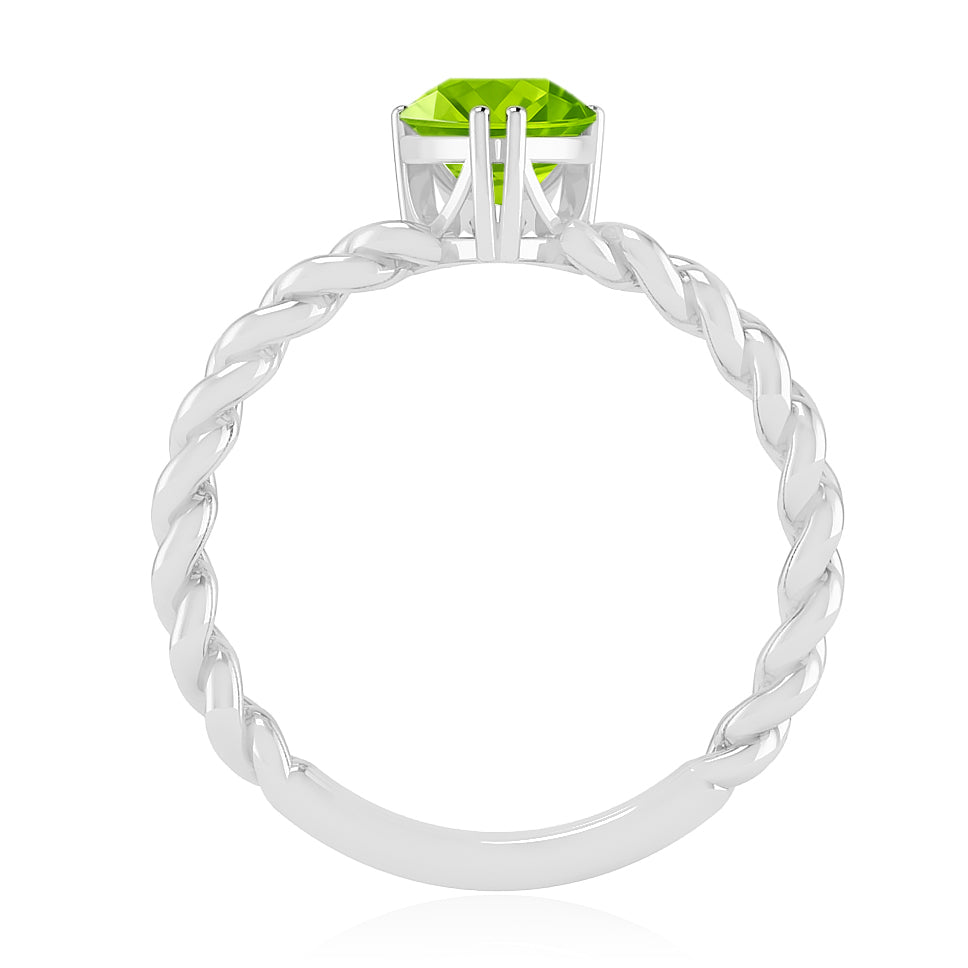 Chain Link Solitaire Ring | Sterling Silver Birthstone Ring | Genuine Gemstone Studded Ring | Personalized Promise Ring | Gift for Her