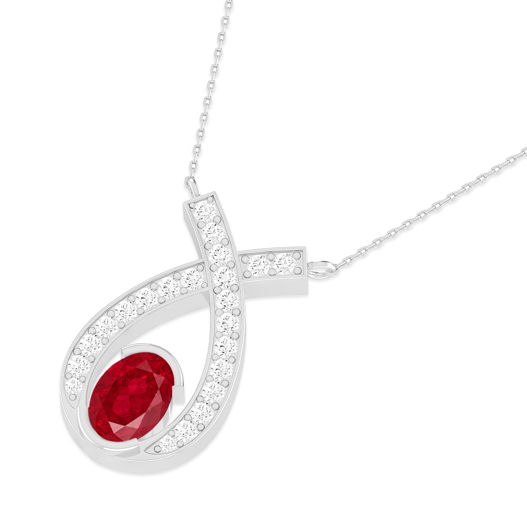 Teardrop Halo Pendant | Starburst Pendant | Heart Knot Teardrop Pendant | Sterling Silver Birthstone Necklace | Diamond Accent | Adjustable Chain | 15 Gemstone Choices