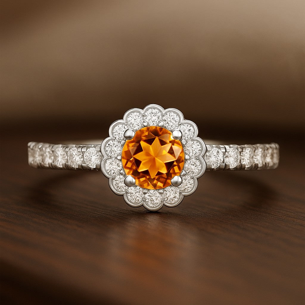 Flower Cluster Ring | Sterling Silver Birthstone Ring | Genuine Gemstone & Diamond Studded Ring | Personalized Promise Ring | Gift for Her
