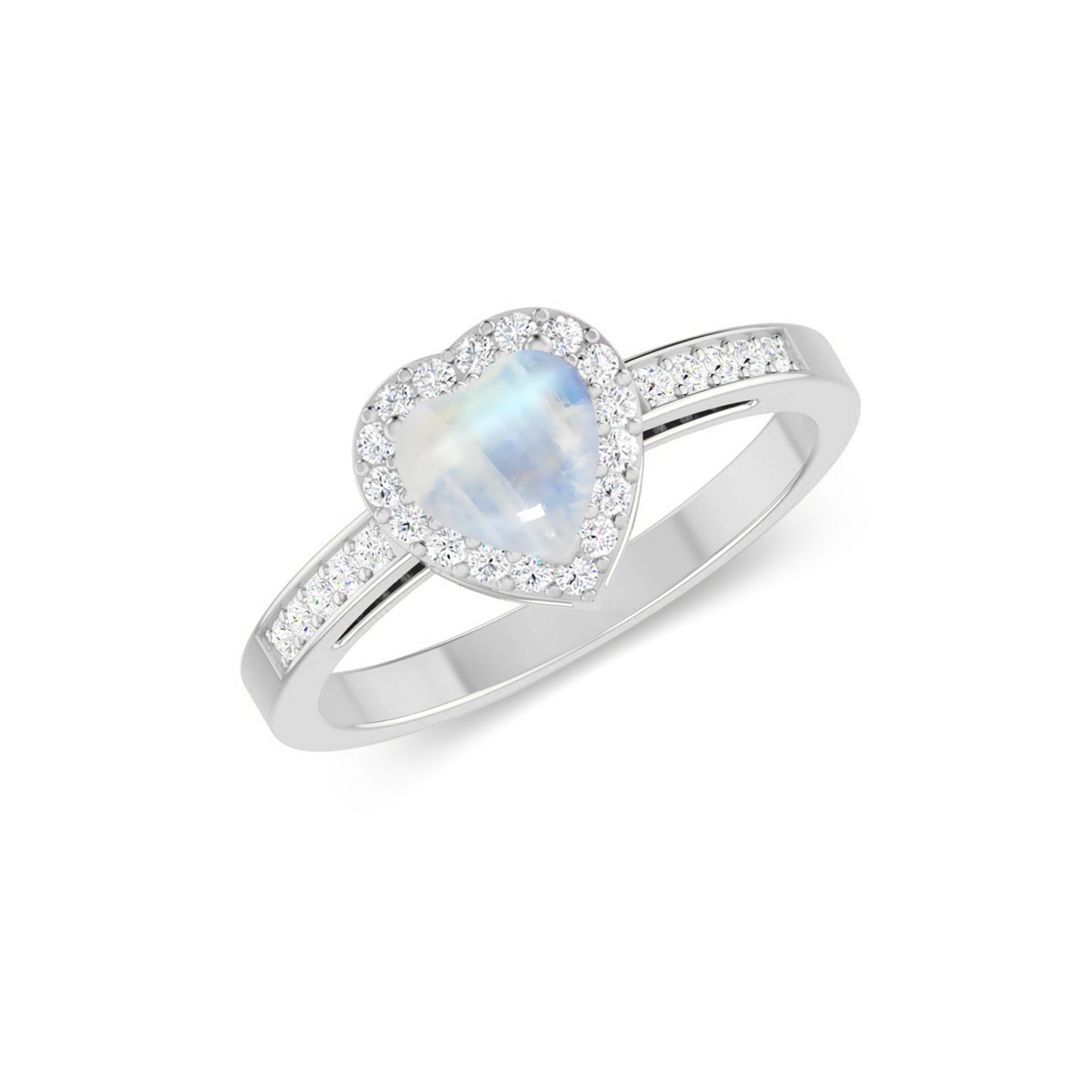 Heart Halo Ring | Sterling Silver Birthstone Ring | Genuine Gemstone Studded Ring | Personalized Promise Ring | Gift for Her