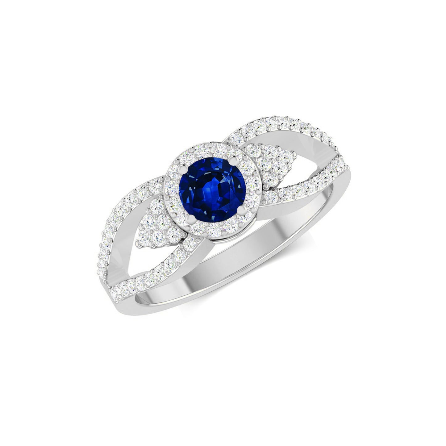 Split Shank Halo Ring | Sterling Silver Birthstone Ring | Genuine Gemstone & Diamond Studded Ring | Personalized Promise Ring | Gift for Her