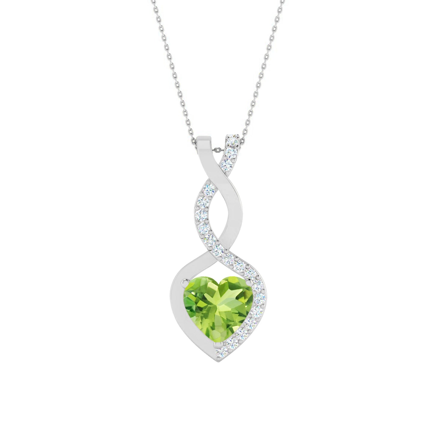 Infinity Heart Pendant | Starburst Pendant | Heart Knot Teardrop Pendant | Sterling Silver Birthstone Necklace | Diamond Accent | Adjustable Chain | 15 Gemstone Choices