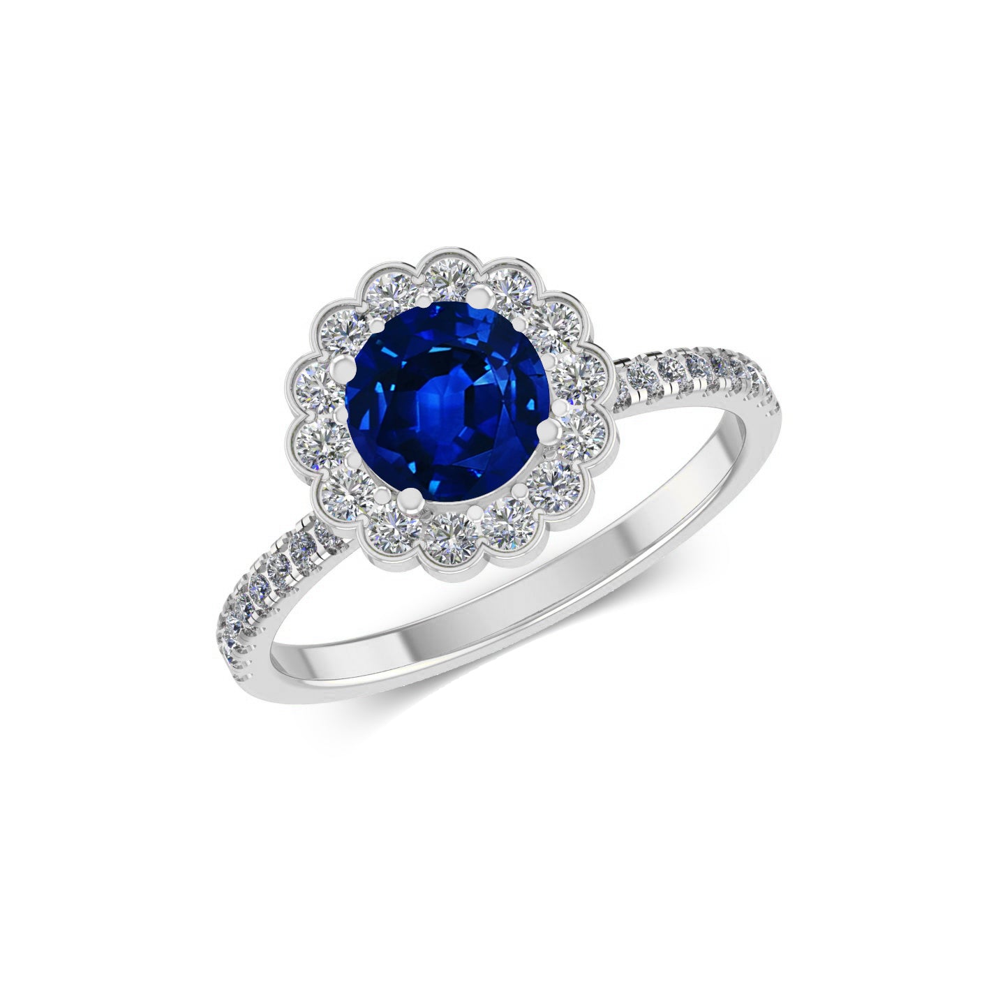 Floral Halo Ring | Sterling Silver Birthstone Ring | Genuine Gemstone & Diamond Studded Ring | Personalized Promise Ring | Gift for Her