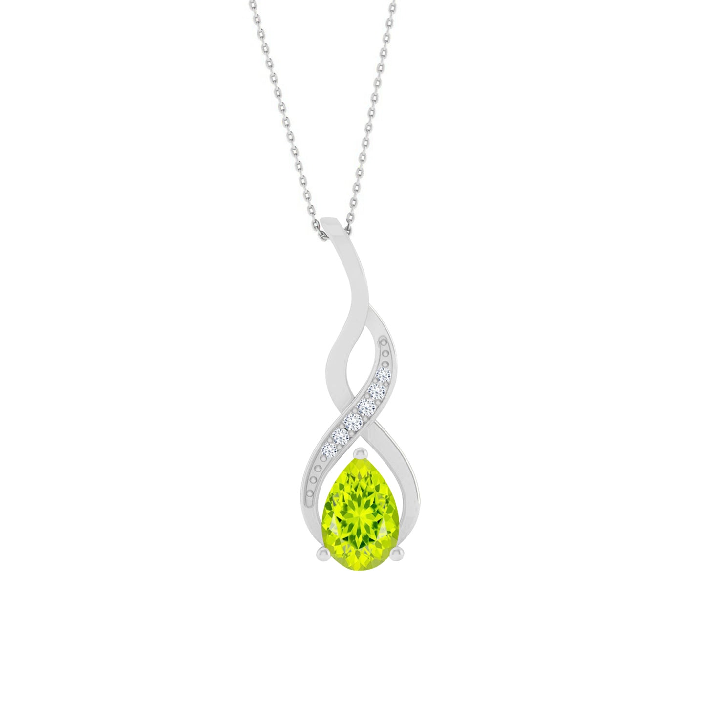Classic Teardrop Solitaire Pendant | Starburst Pendant | Heart Knot Teardrop Pendant | Sterling Silver Birthstone Necklace | Diamond Accent | Adjustable Chain | 15 Gemstone Choices