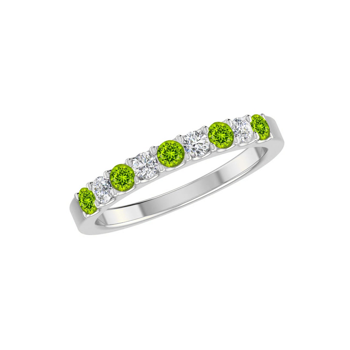Half Eternity Ring | Sterling Silver Birthstone Ring | Genuine Gemstone & Diamond Studded Ring | Personalized Promise Ring | Gift for Her