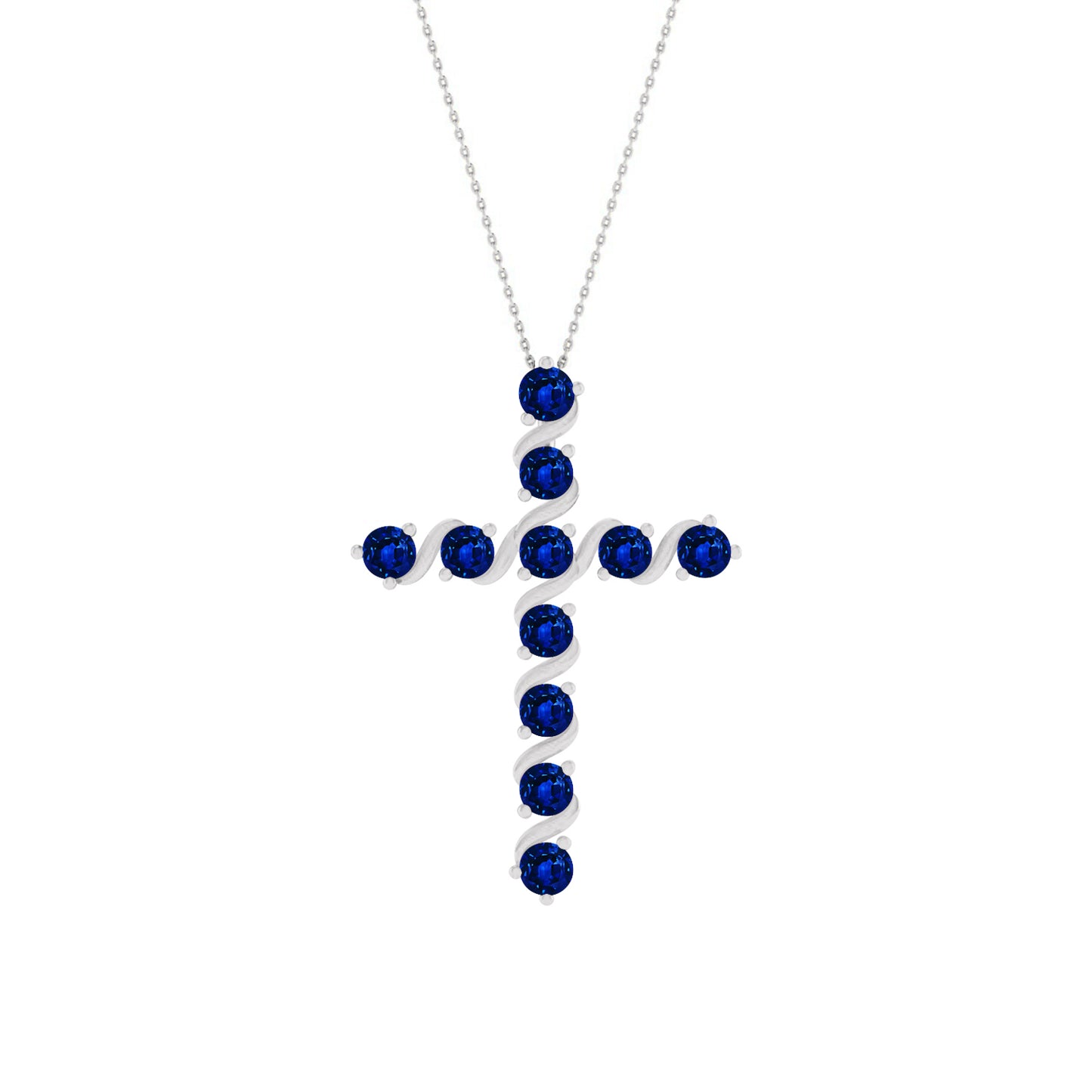 Gemstone Cross Pendant | Floral Vine Style Gemstone Pendant | Sterling Silver Birthstone Necklace | Adjustable Chain | 15 Gemstone Choices | Personalized Gemstone Pendant
