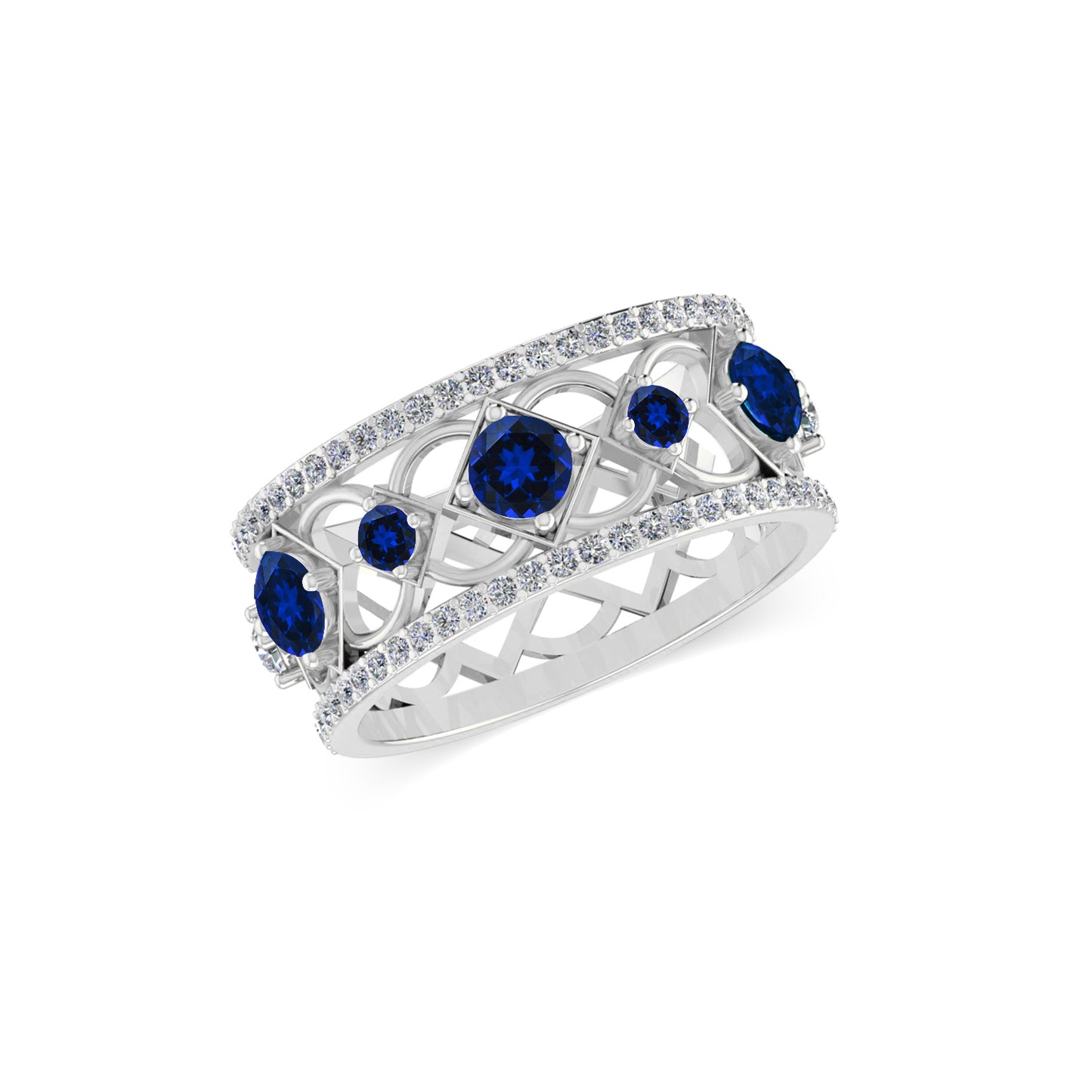 Celtic Knot Wide Band Ring | Sterling Silver Birthstone Ring | Genuine Gemstone & Diamond Studded Ring | Personalized Promise Ring | Gift for Her