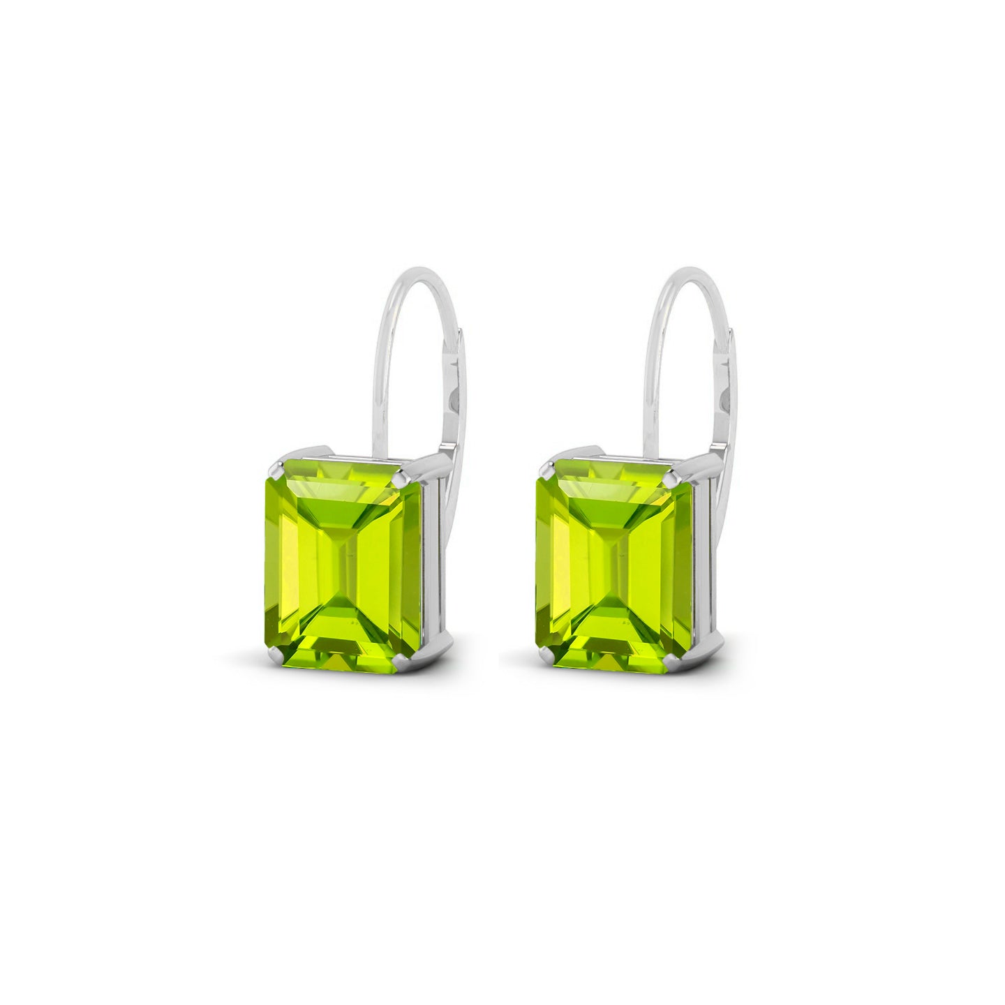 Emerald Cut Lever back Earrings | 925 Sterling Silver Birthstone Stud Earrings | Diamond Accent Gemstone Earrings | 15 Birthstone Options | Gift for Women