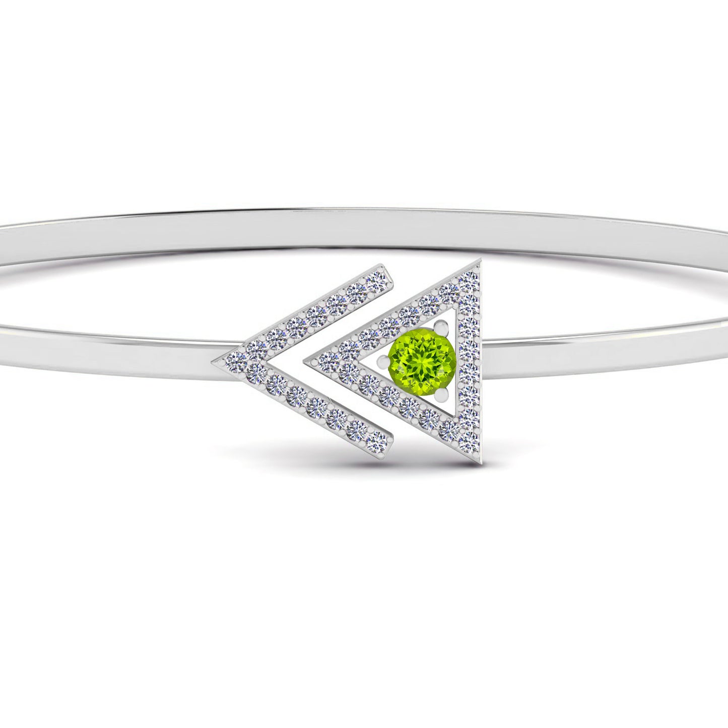 Geometric Open Bangle Bracelet | Sterling Silver Birthstone Bracelet | Adjustable Chain | 15 Gemstone Choices | Personalized Gemstone Bracelet
