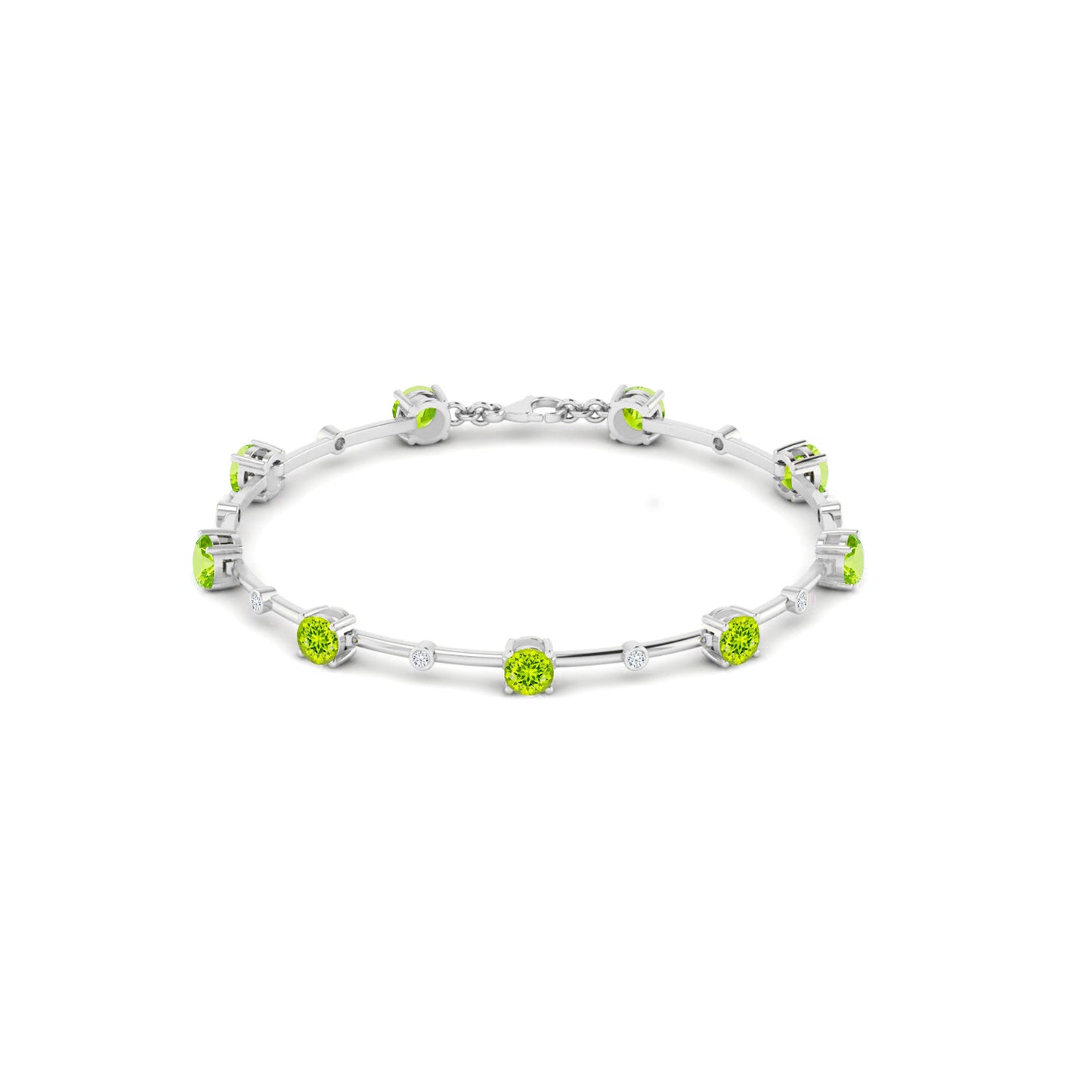 Bar Link Tennis Bracelet | Sterling Silver Birthstone Bracelet | Adjustable Chain | 15 Gemstone Choices | Personalized Gemstone Bracelet