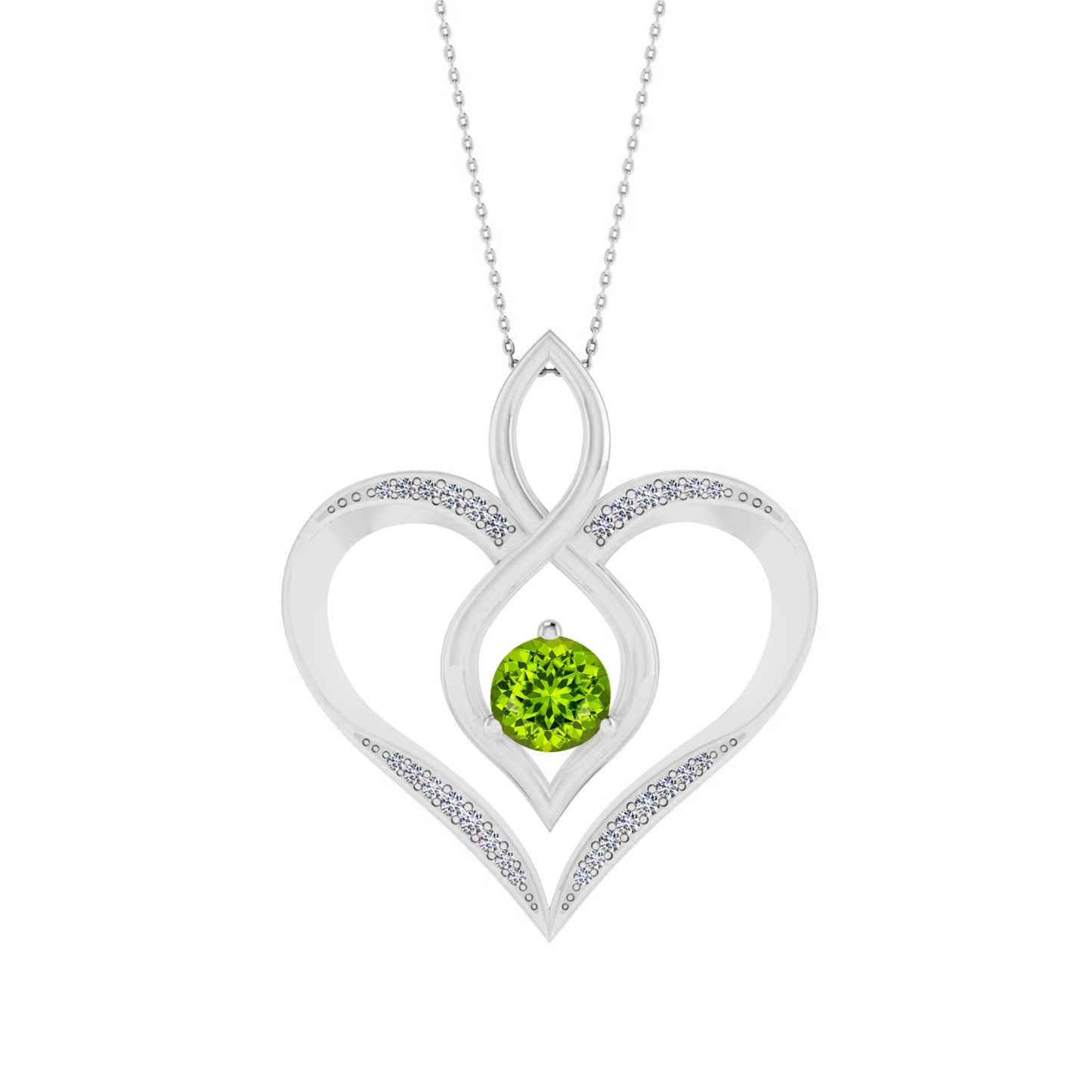 Sterling Silver Birthstone Necklace | Diamond Accent | Adjustable Chain | 15 Gemstone Choices