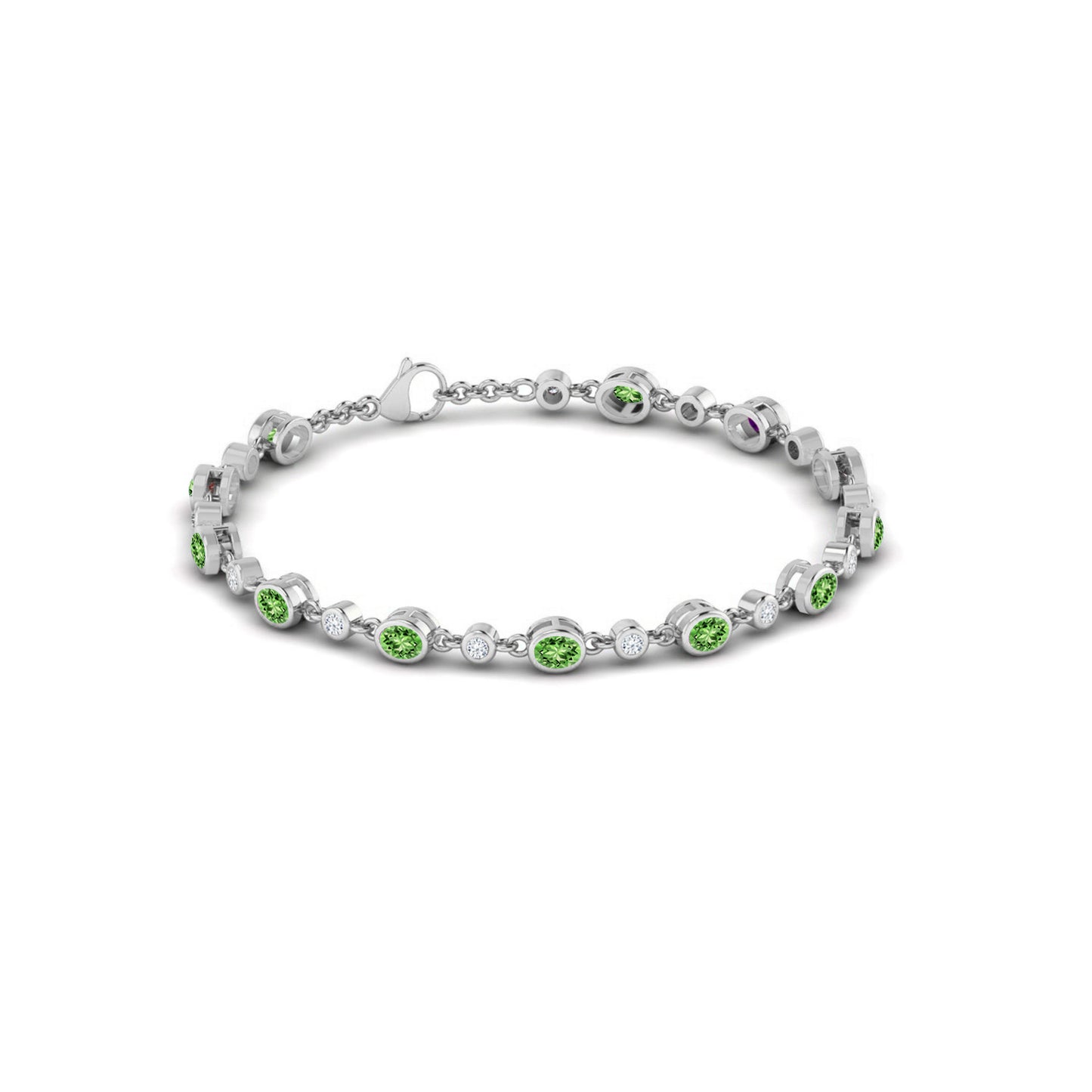 Bezel Set Tennis Bracelet | Sterling Silver Birthstone Bracelet | Adjustable Chain | 15 Gemstone Choices | Personalized Gemstone Bracelet
