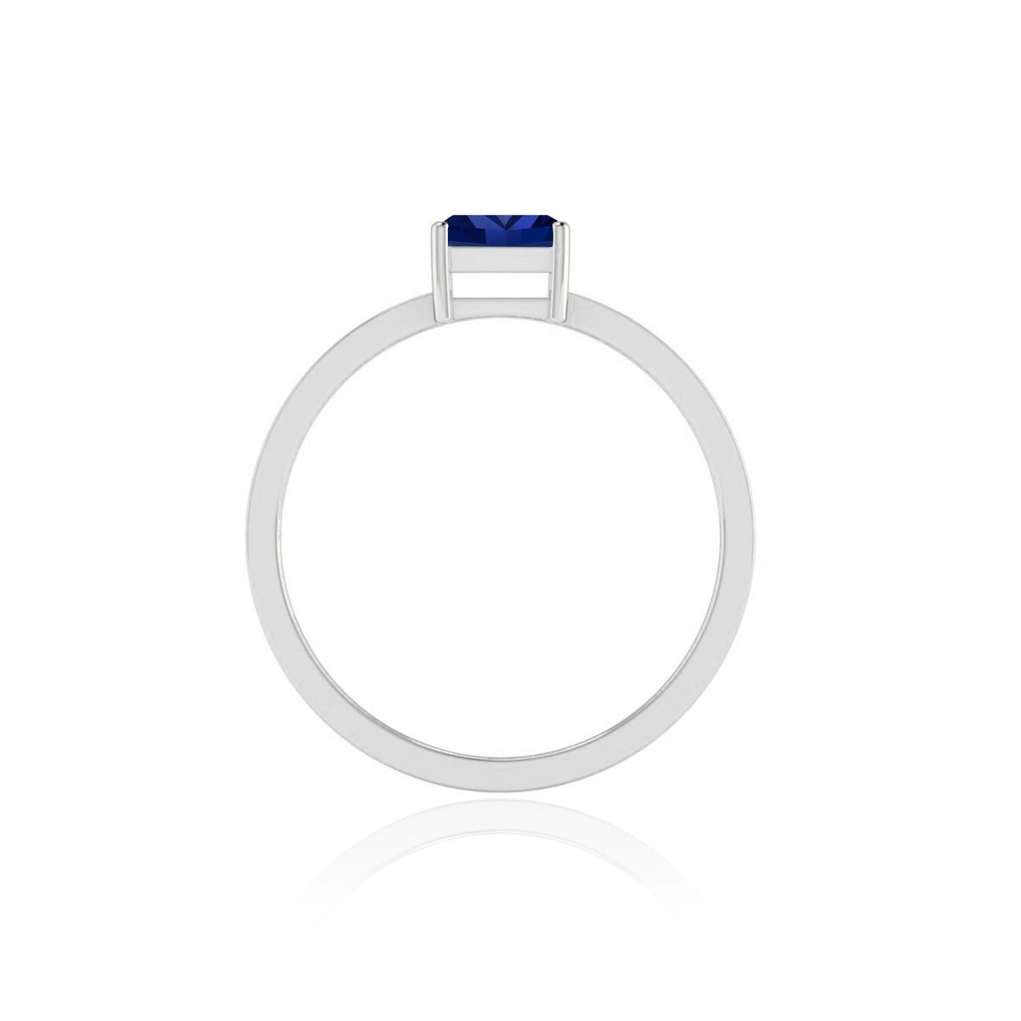 Baguette Solitaire Ring | Sterling Silver Birthstone Ring | Genuine Gemstone & Diamond Studded Ring | Personalized Promise Ring | Gift for Her