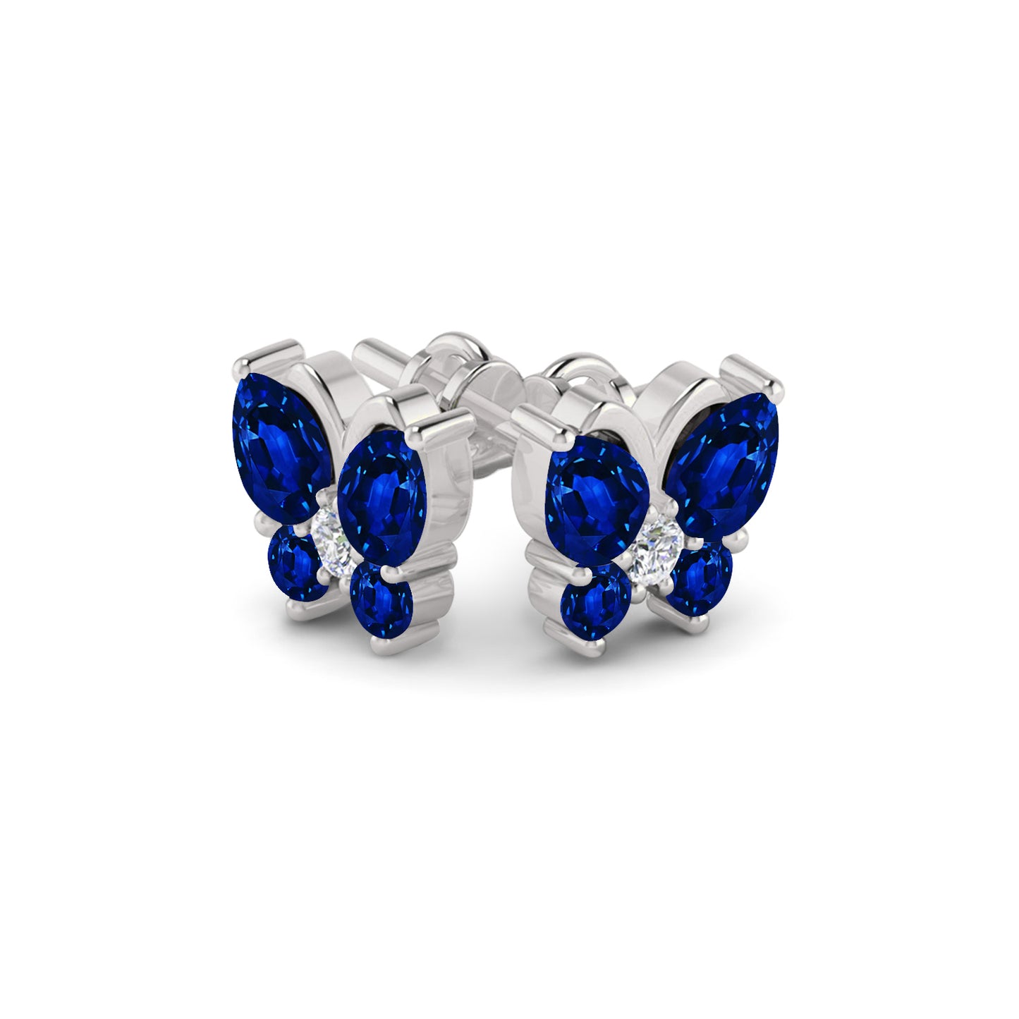 Butterfly Stud Earrings | 925 Sterling Silver Birthstone Stud Earrings | Diamond Accent Gemstone Earrings | 15 Birthstone Options | Gift for Women