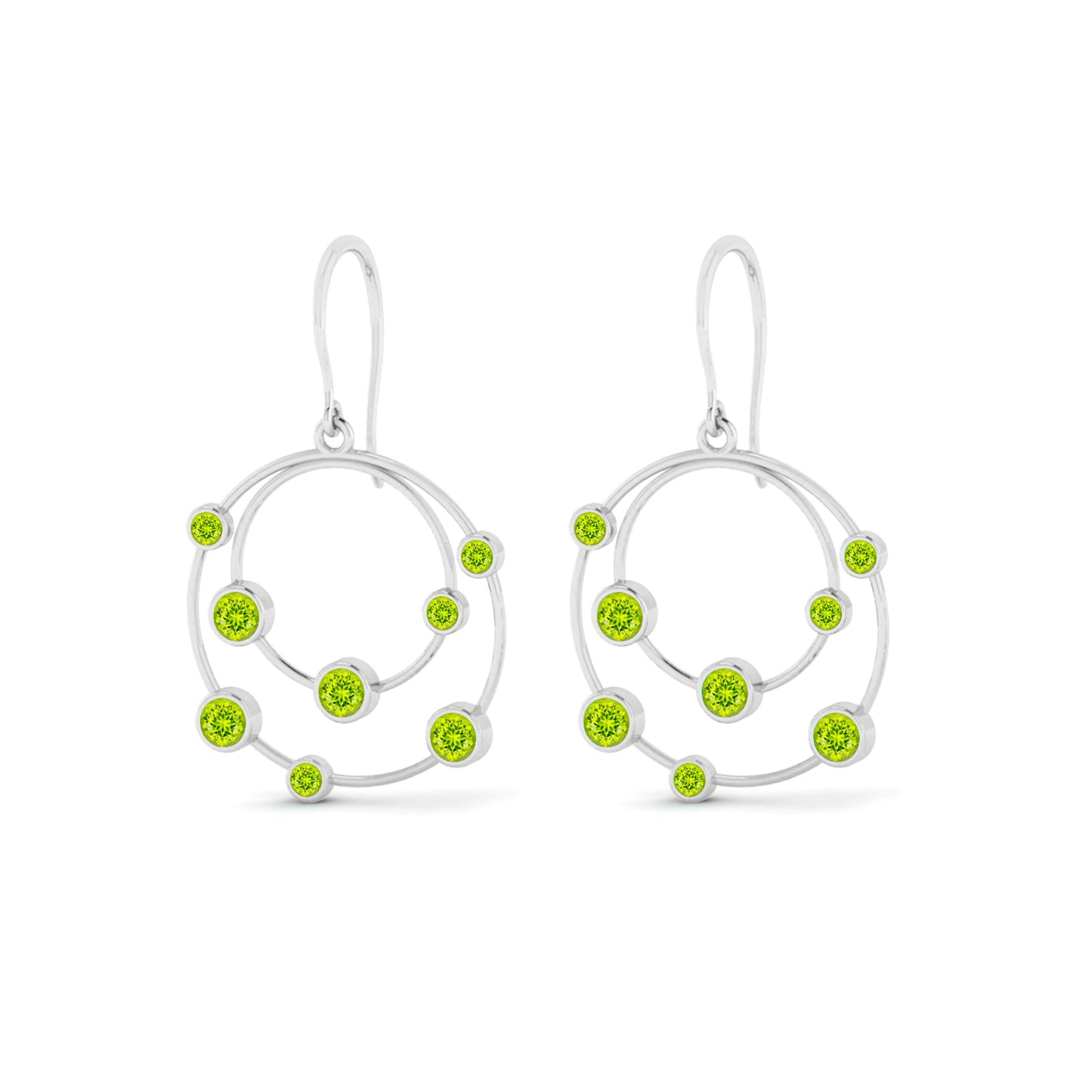 Open Circle Drop Earrings | 925 Sterling Silver Birthstone Stud Earrings | Diamond Accent Gemstone Earrings | 15 Birthstone Options | Gift for Women