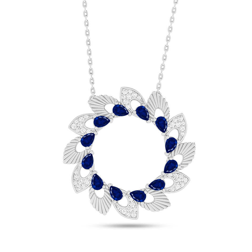 Floral Wreath Pendant | Starburst Pendant | Heart Knot Teardrop Pendant | Sterling Silver Birthstone Necklace | Diamond Accent | Adjustable Chain | 15 Gemstone Choices