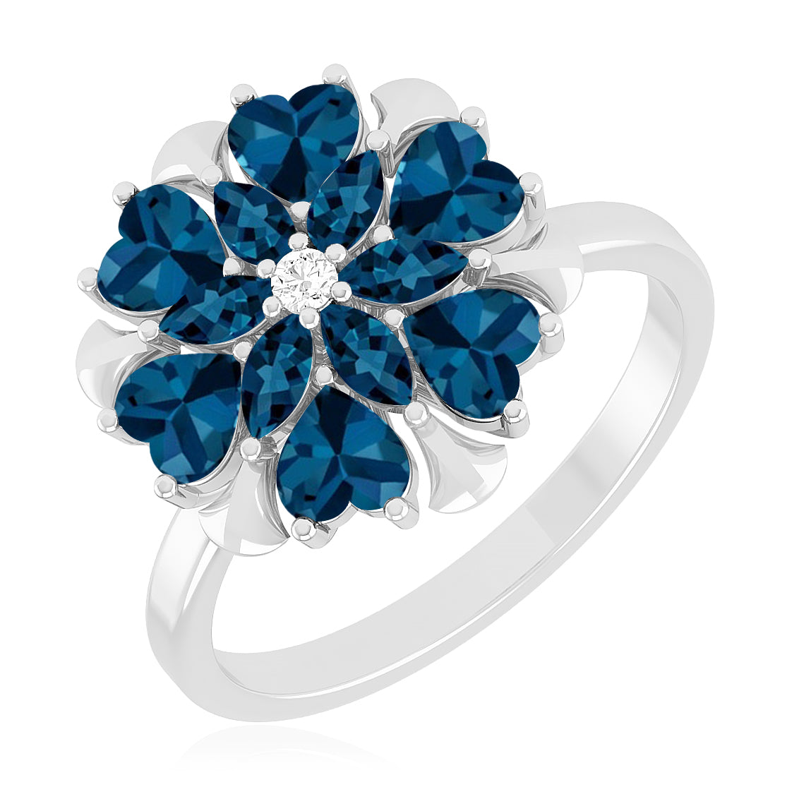 Floral Cluster Ring | Sterling Silver Birthstone Ring | Genuine Gemstone Studded Ring | Personalized Promise Ring | Gift for Her