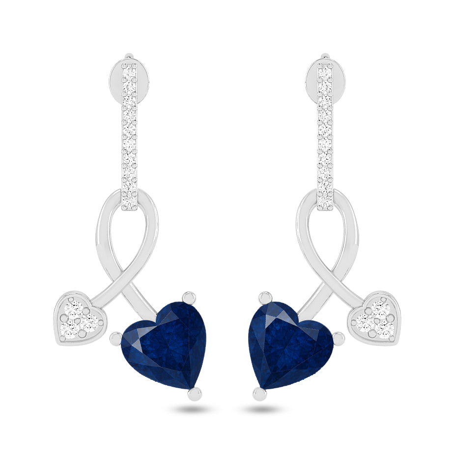 Infinity Heart Drop Earrings | 925 Sterling Silver Birthstone Stud Earrings | Diamond Accent Gemstone Earrings | 15 Birthstone Options | Gift for Women