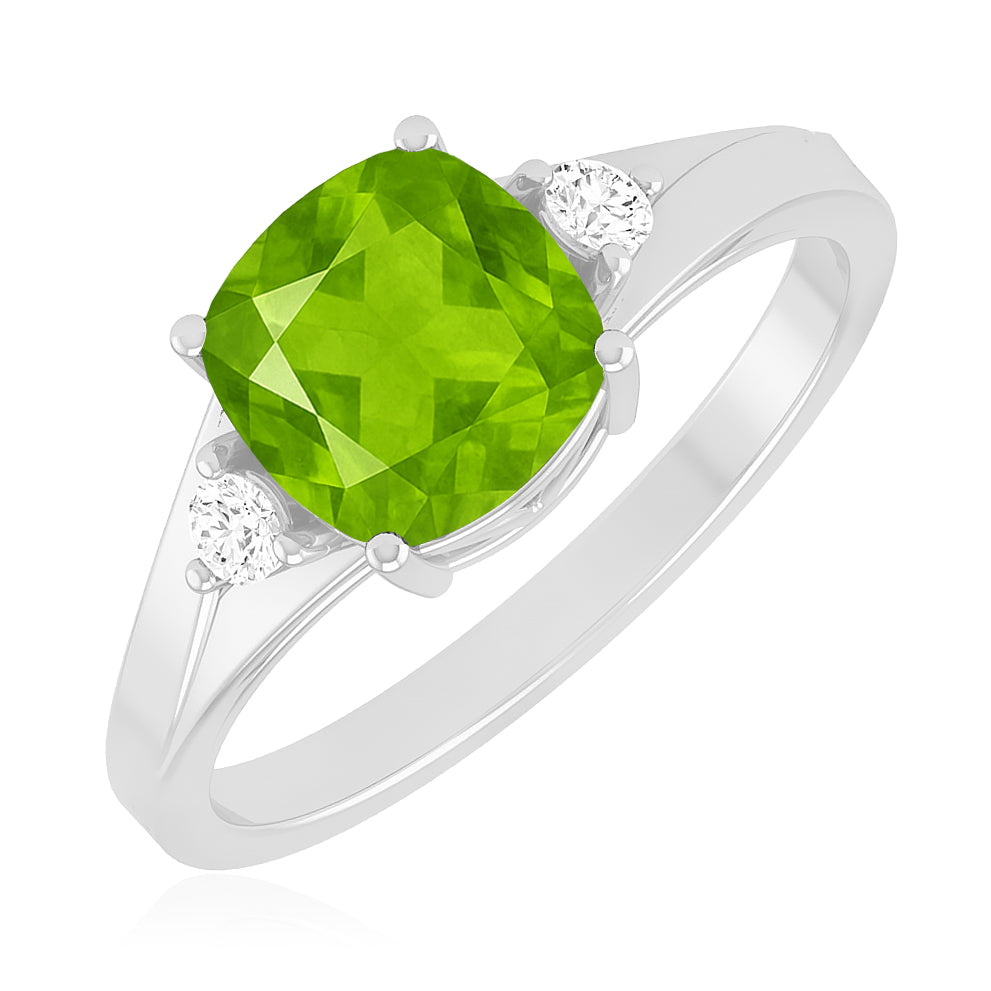 Classic Three-Stone Solitaire Ring | Sterling Silver Birthstone Ring | Genuine Gemstone & Diamond Studded Ring | Personalized Promise Ring | Gift for Her