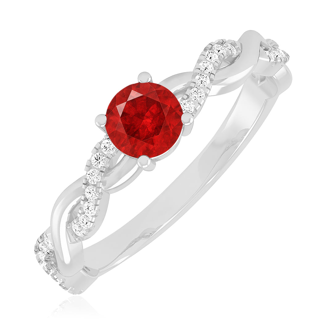 Infinity Knot Solitaire Ring | Sterling Silver Birthstone Ring | Genuine Gemstone & Diamond Studded Ring | Personalized Promise Ring | Gift for Her