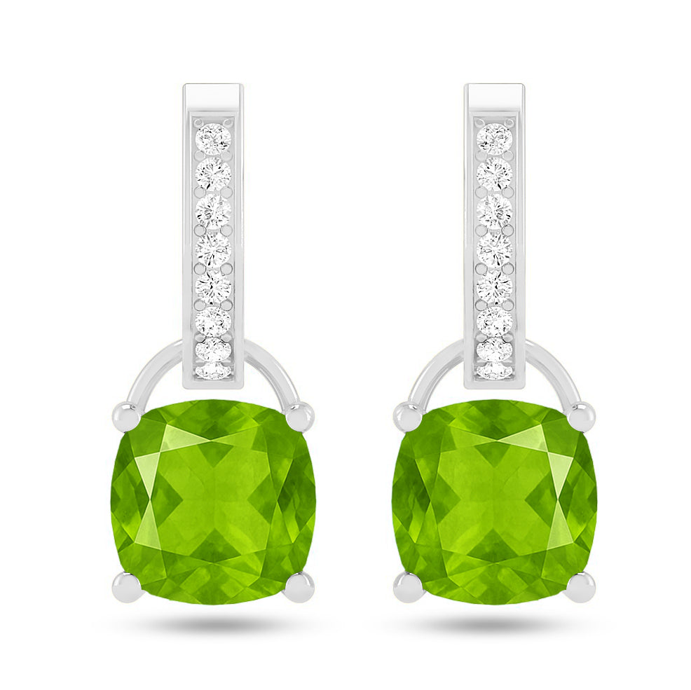 Cushion Cut Drop Stud Earrings | 925 Sterling Silver Birthstone Stud Earrings | Diamond Accent Gemstone Earrings | 15 Birthstone Options | Gift for Women (Copy)