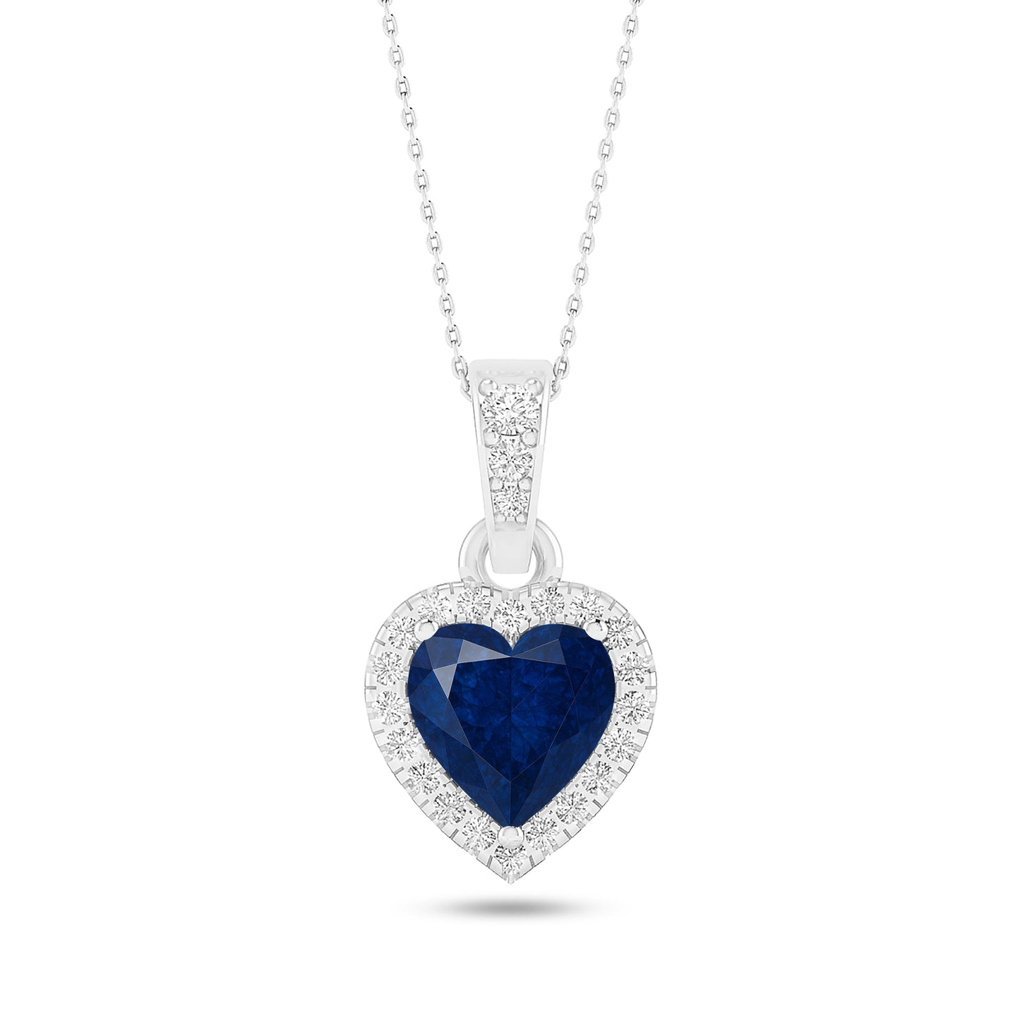 Heart Halo Pendant | Sterling Silver Birthstone Necklace | Diamond Accent | Adjustable Chain | 15 Gemstone Choices