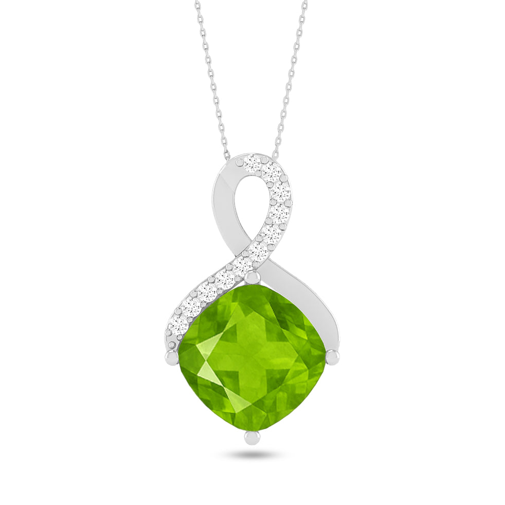 Infinity Cushion Solitaire Pendant | Starburst Pendant | Heart Knot Teardrop Pendant | Sterling Silver Birthstone Necklace | Diamond Accent | Adjustable Chain | 15 Gemstone Choices