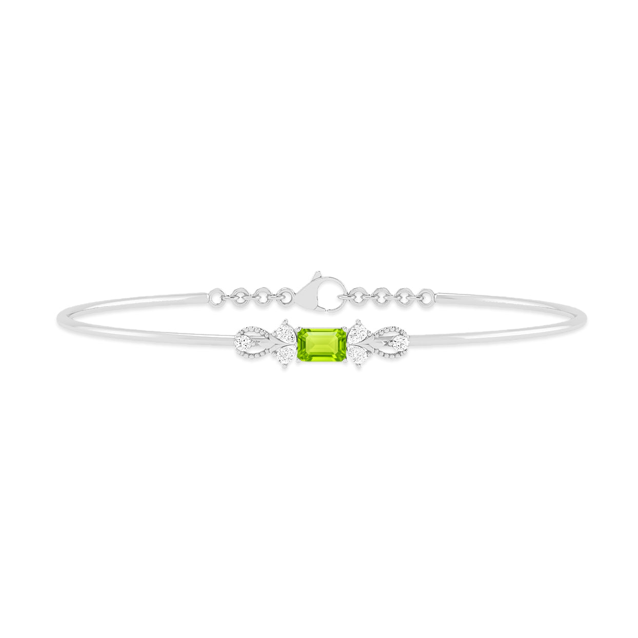Gemstone Bangle Bracelet | Sterling Silver Birthstone Bracelet | Adjustable Chain | 15 Gemstone Choices | Personalized Gemstone Bracelet Floral Vine Bracelet Canter piece