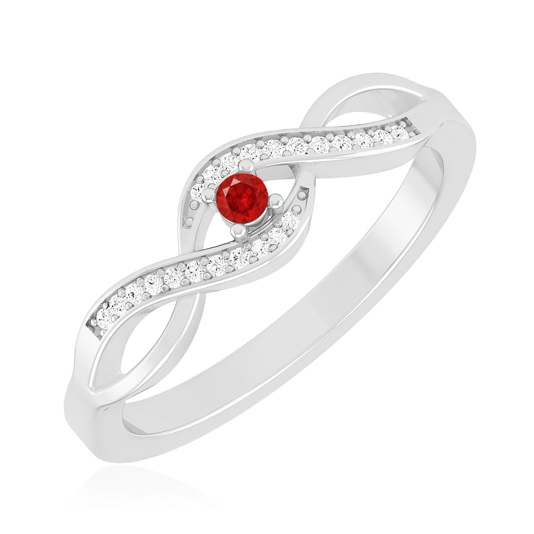 Infinity Ring | Sterling Silver Birthstone Ring | Genuine Gemstone & Diamond Studded Ring | Personalized Promise Ring | Gift for Her