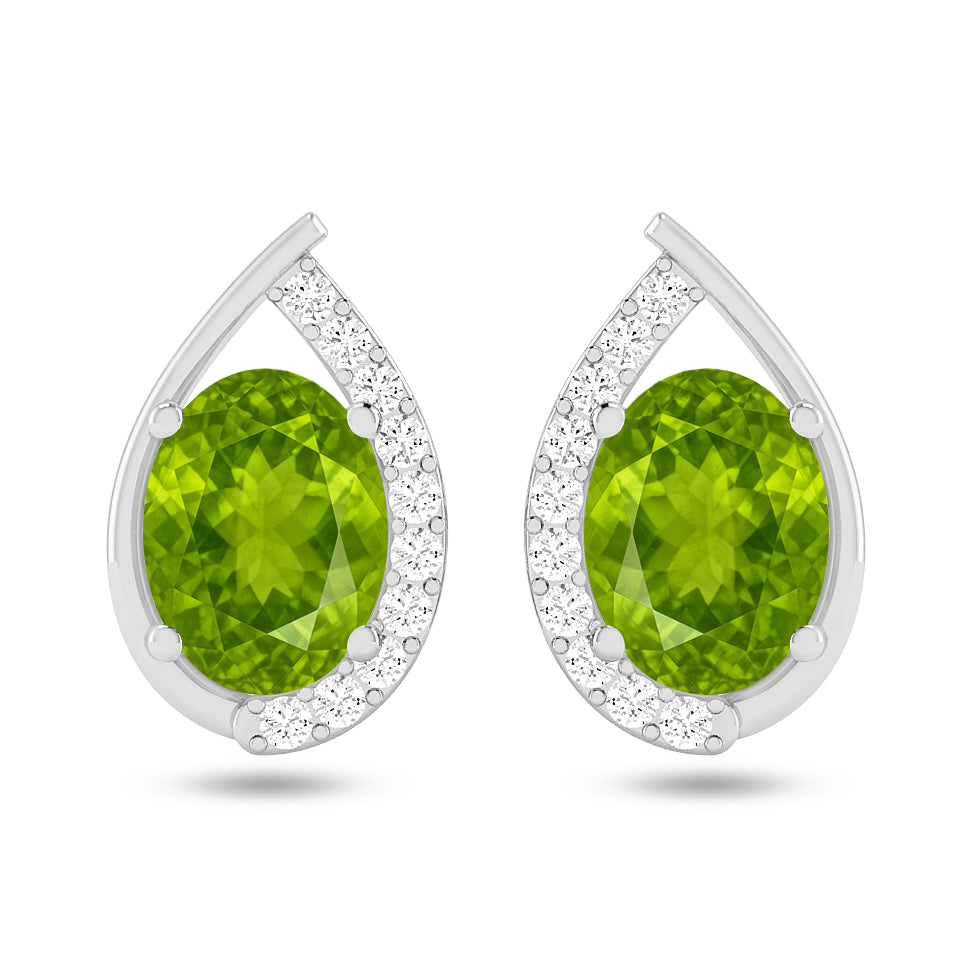 Pear Halo Stud Earrings | 925 Sterling Silver Birthstone Stud Earrings | Diamond Accent Gemstone Earrings | 15 Birthstone Options | Gift for Women (Copy)