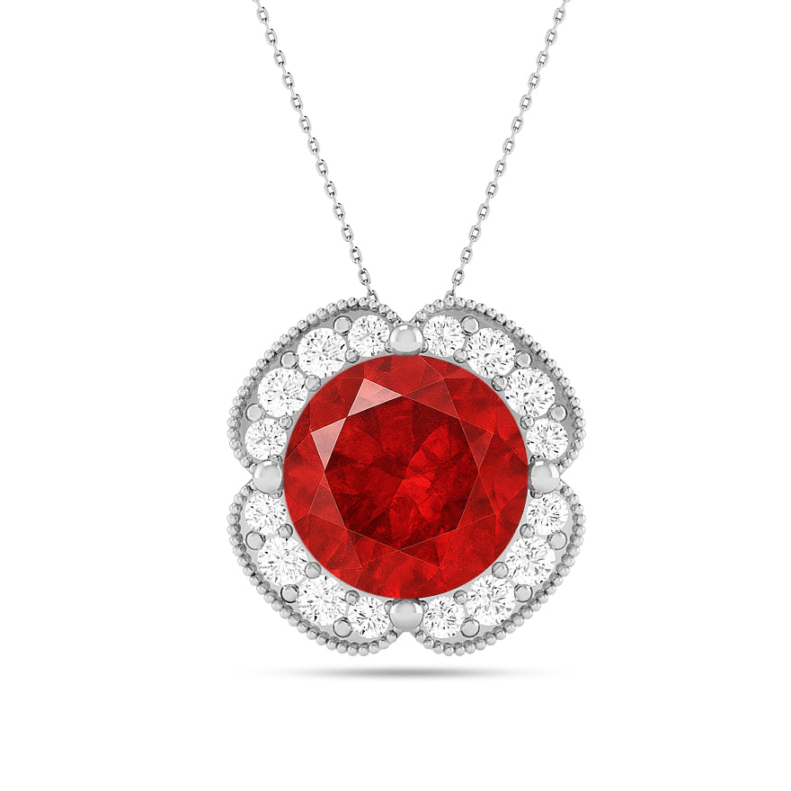 Floral Halo Pendant | Starburst Pendant | Heart Knot Teardrop Pendant | Sterling Silver Birthstone Necklace | Diamond Accent | Adjustable Chain | 15 Gemstone Choices