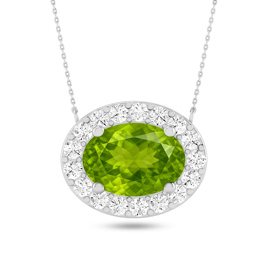 Oval Halo Solitaire Pendant | Starburst Pendant | Heart Knot Teardrop Pendant | Sterling Silver Birthstone Necklace | Diamond Accent | Adjustable Chain | 15 Gemstone Choices